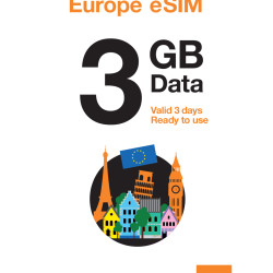 Travelers Weekend eSIM Europe 3GB (Data only) Valid For 3 Days (Coming Soon)